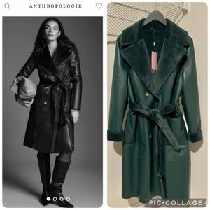 Luxurious Anthropologie Dark Green Women's Trench Coat